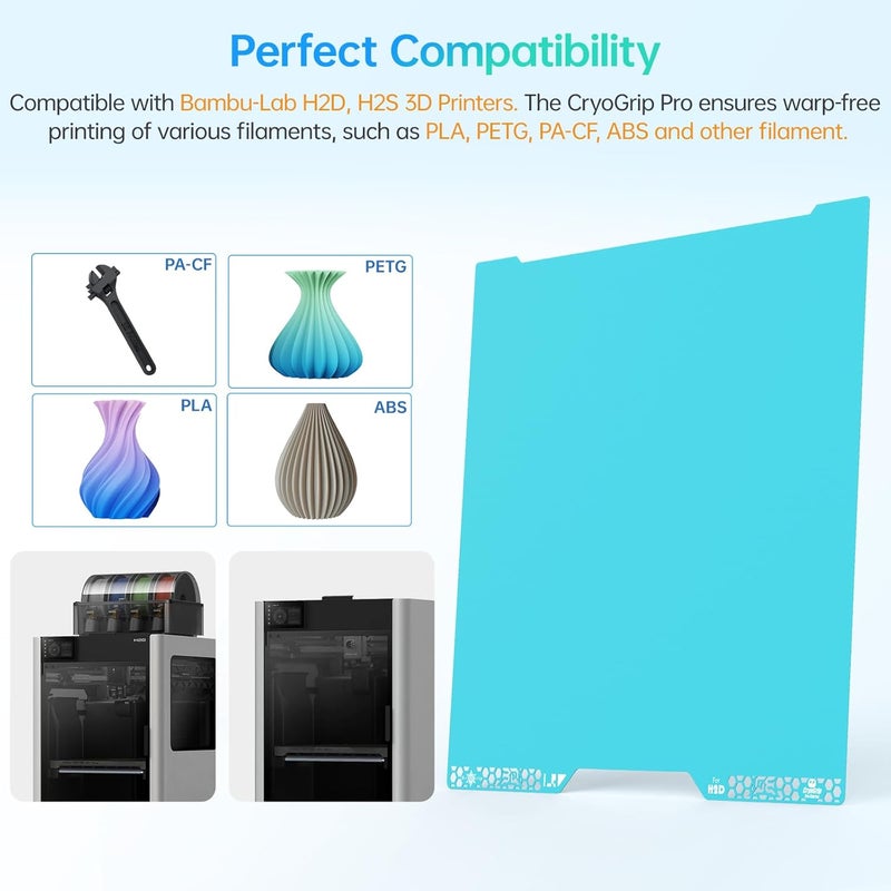 BigTreeTech BIQU Cryogrip Pro Glacier 355x346MM for Bambu-Lab H2D/H2S 3D Printer Double Sided Panda Build Plate - Image 4